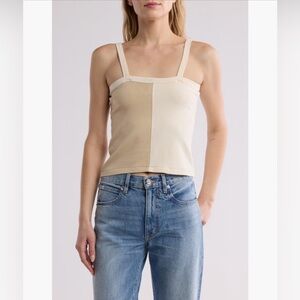 NWT Madewell color block  rib scoop neck tank sz M